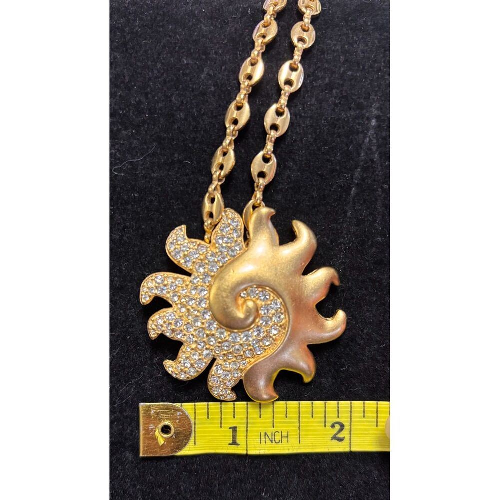 Swarovski Crystal Pavé Sun Swirl Double Strand Mariner Link Necklace - Picture 7 of 7
